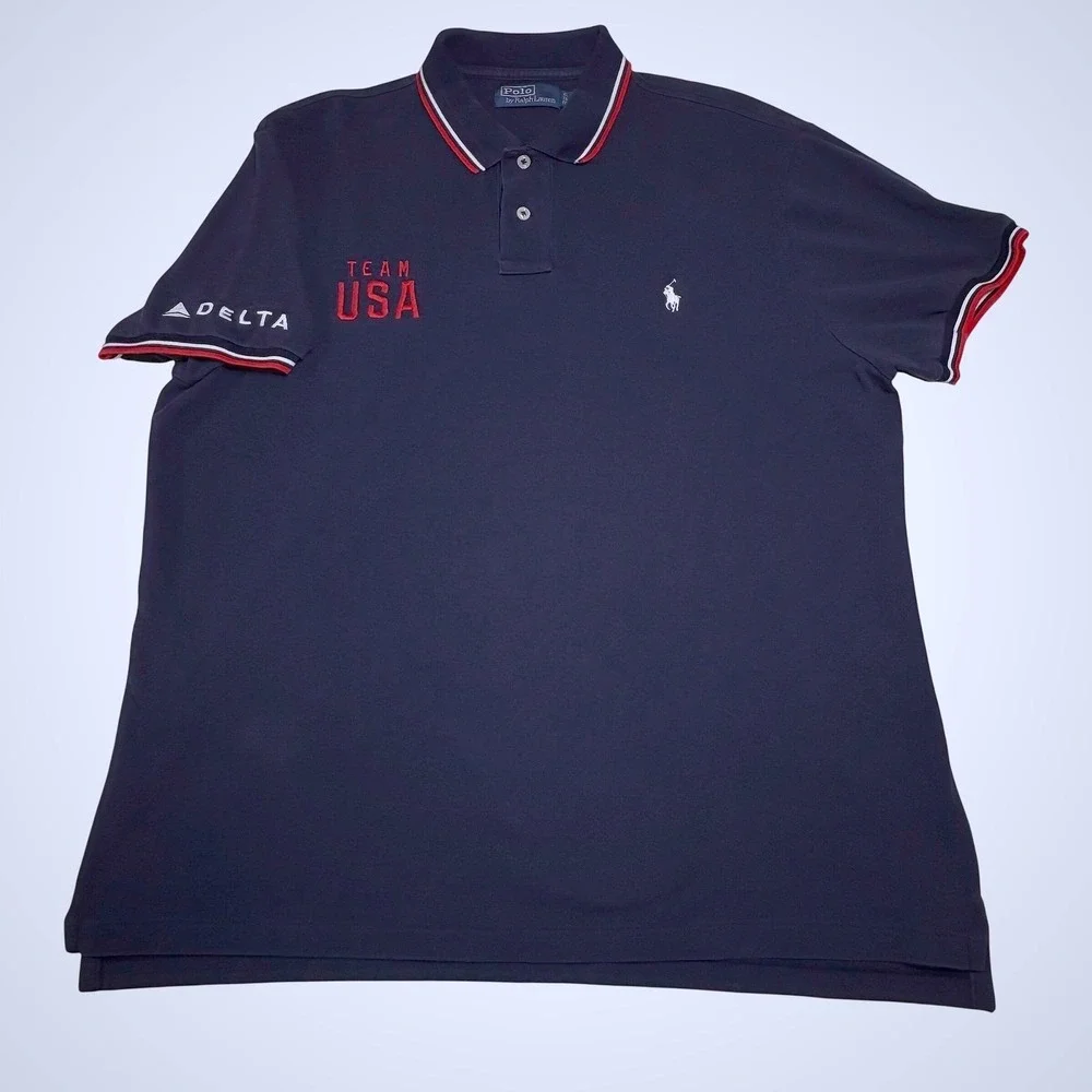 Polo Ralph Lauren Team USA Polo Mens XL Navy Blue Olympic Delta Logo Americana